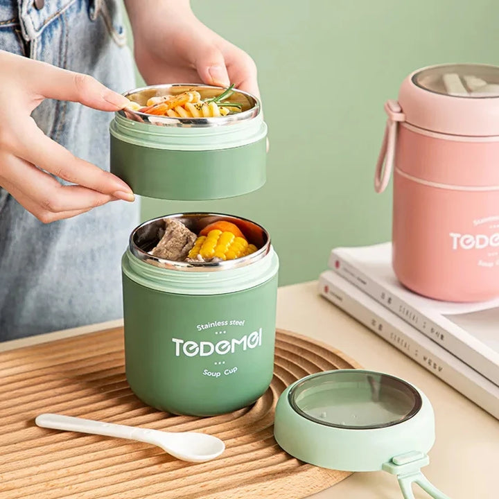 Stainless Steel Vacuum Soup & Lunch Box – Insulated Thermal Food Jar with Spoon