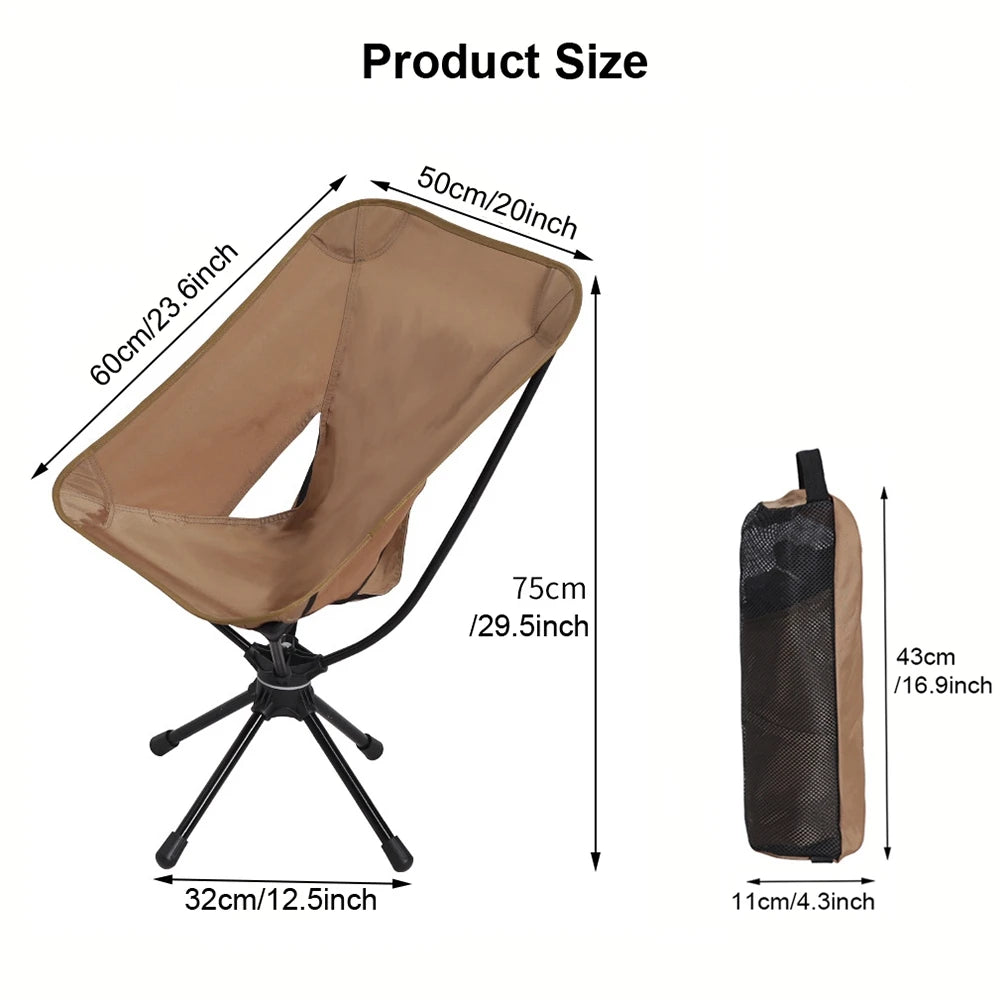 Rotatable Outdoor Folding Chair – Lightweight Camping, Beach & Fishing Chair with Carry Bag