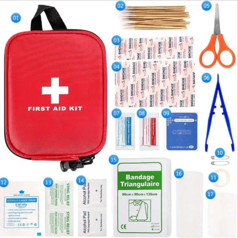 Portable Emergency First Aid Kit – Travel, Camping & Household Survival Bag