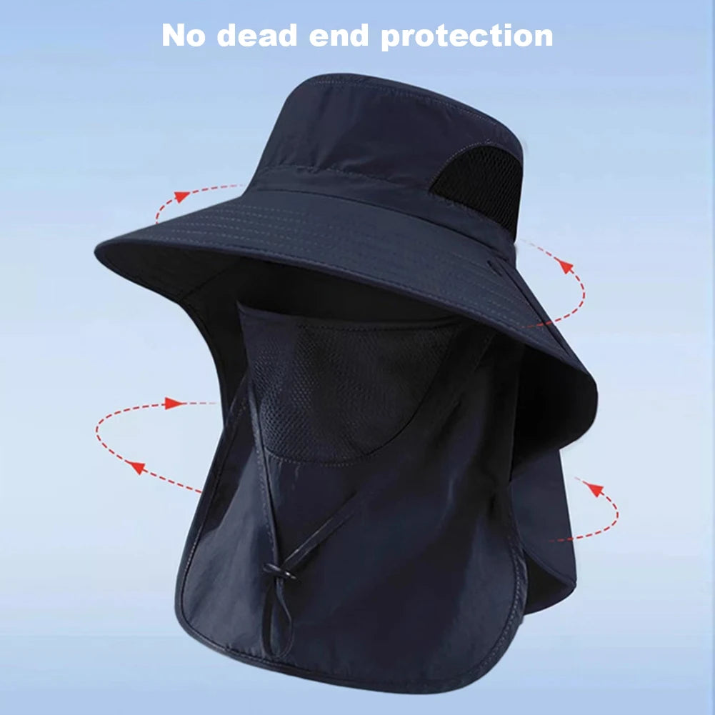 Summer Sun Hat with Neck Flap – UV Protection Fisherman Cap for Outdoor Activities
