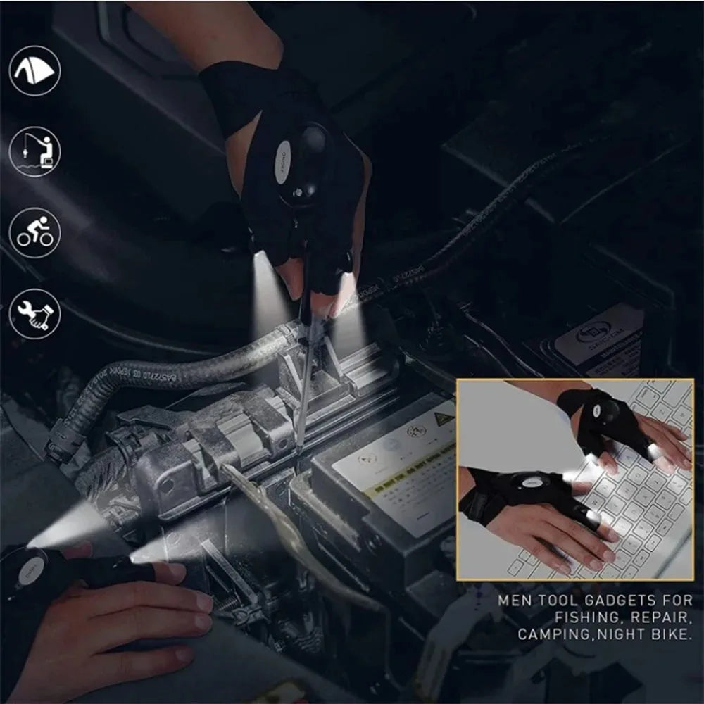 LED Fingerless Fishing & Cycling Gloves – Light-Up Gloves for Outdoor Activities