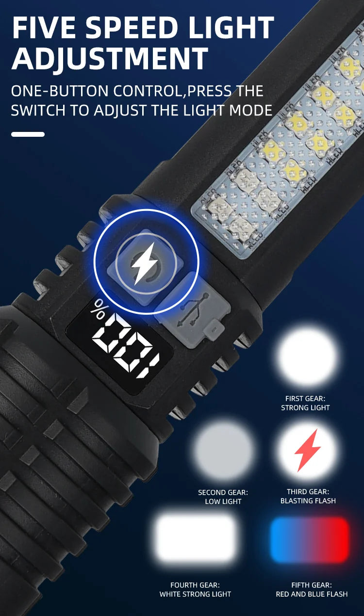 Super Bright LED Flashlight – Rechargeable Portable Torch for Outdoor & Emergency Use