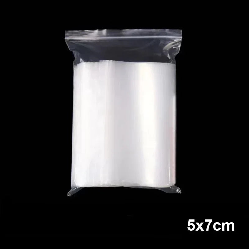 Transparent Zip Bags – 100/300PCS Reclosable Vacuum Storage Bags for Food & Jewelry