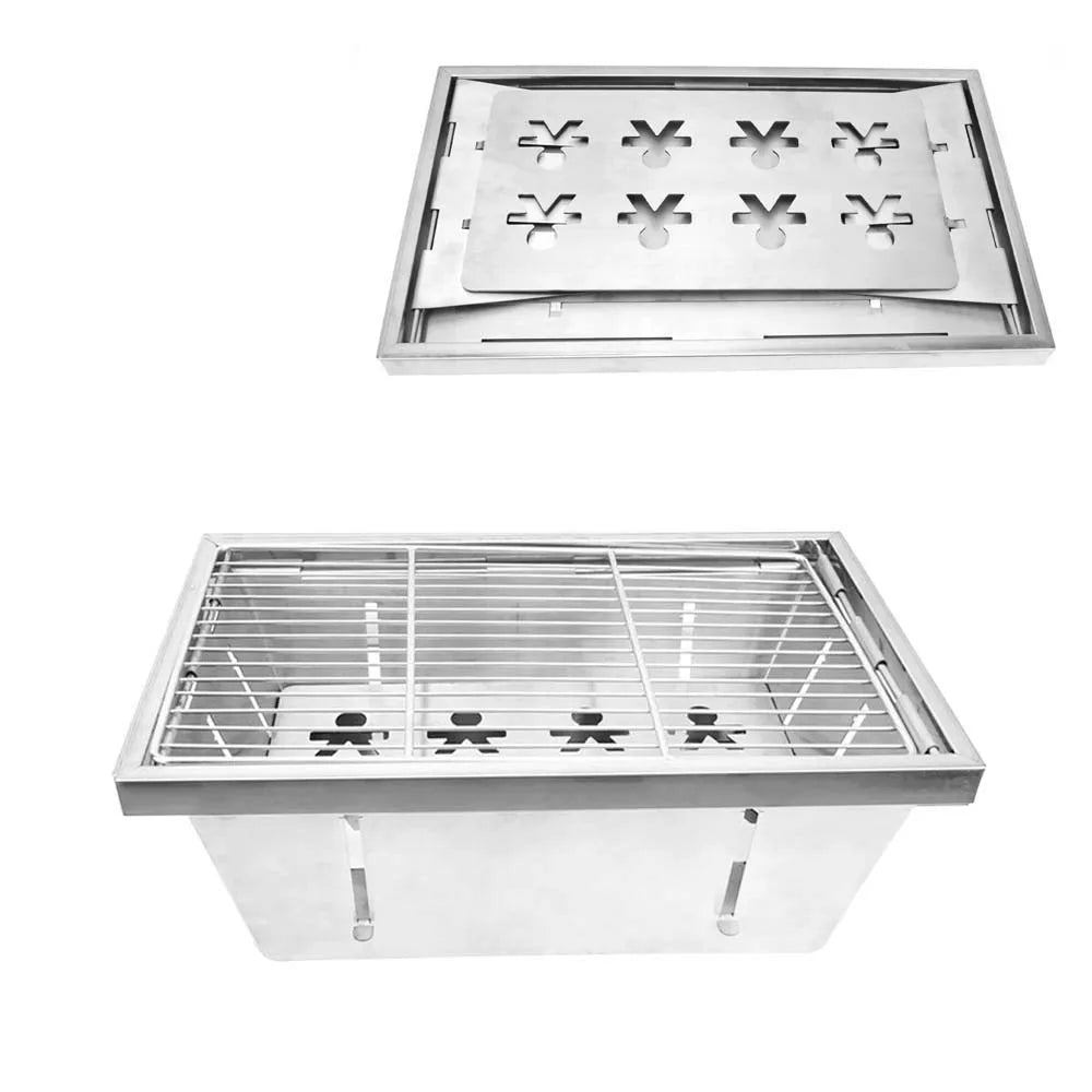 IGT Camping Folding Wood Table – Portable Gas Stove & BBQ Grill Table