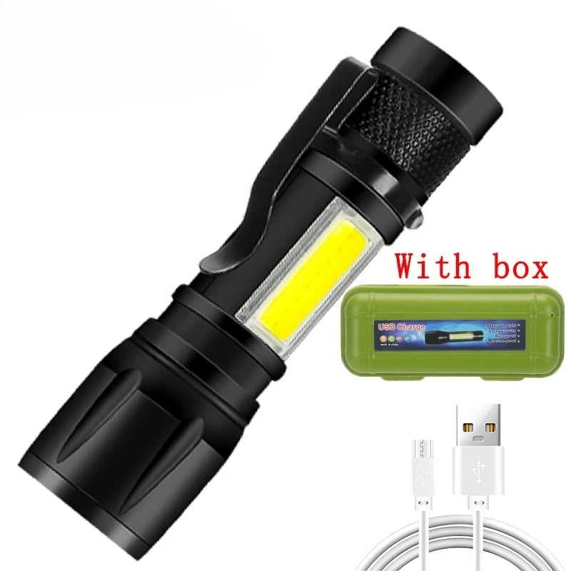Rechargeable LED Flashlight – High-Power Zoomable Torch with LCD Display