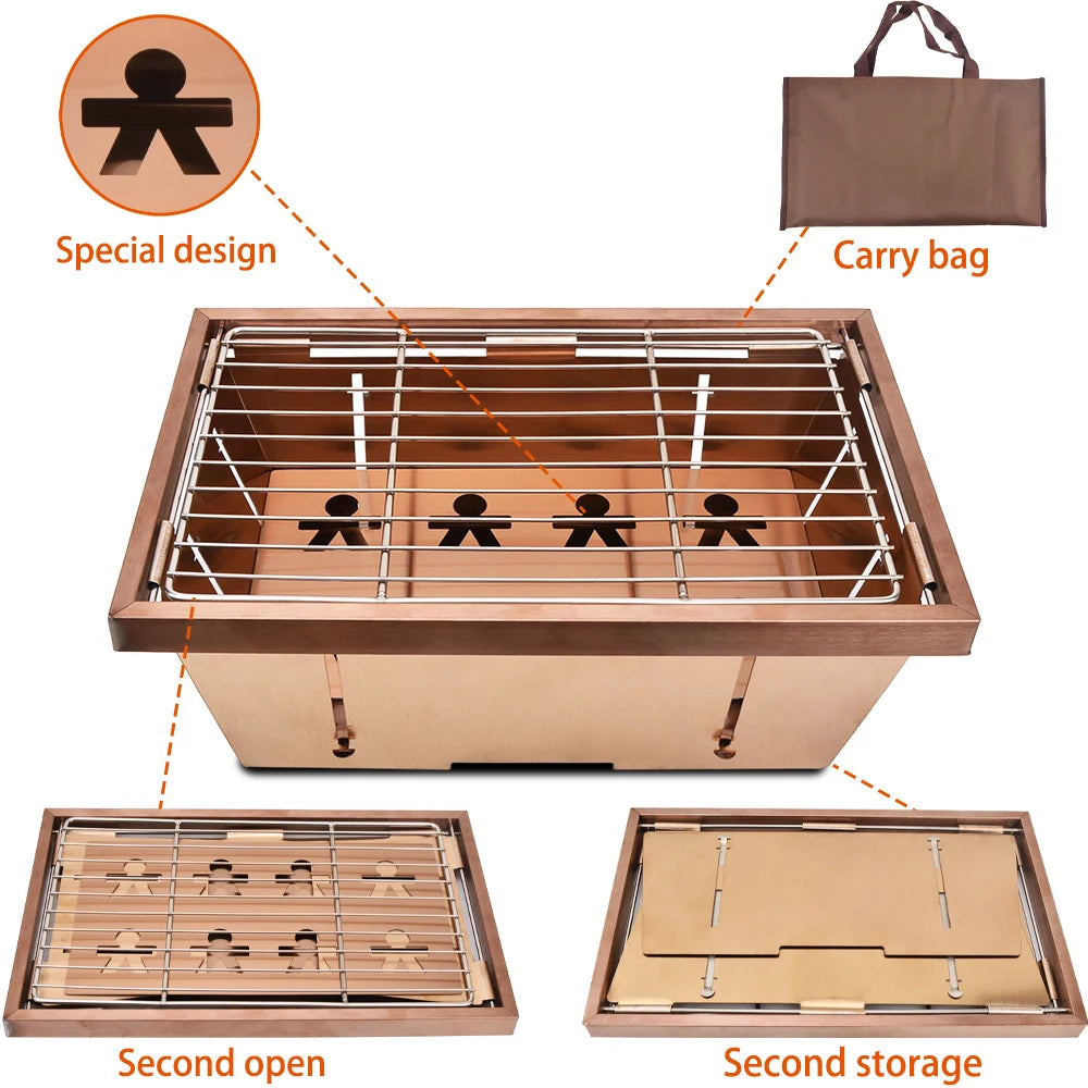 IGT Camping Folding Wood Table – Portable Gas Stove & BBQ Grill Table