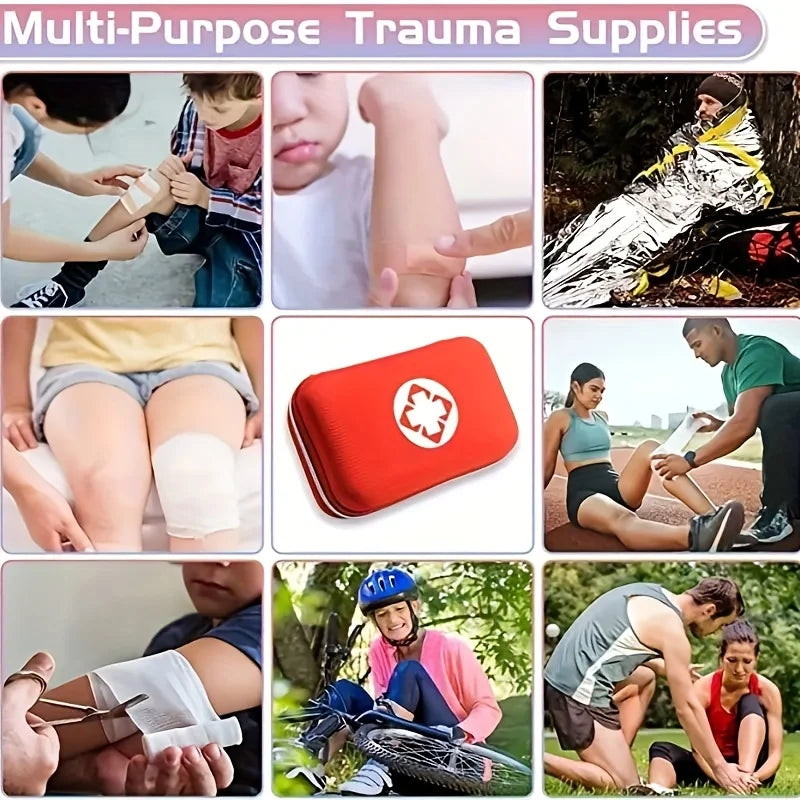 Portable Emergency First Aid Kit – Travel, Camping & Household Survival Bag