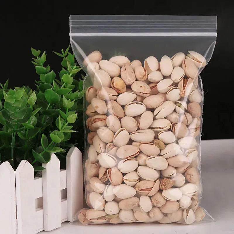 Transparent Zip Bags – 100/300PCS Reclosable Vacuum Storage Bags for Food & Jewelry