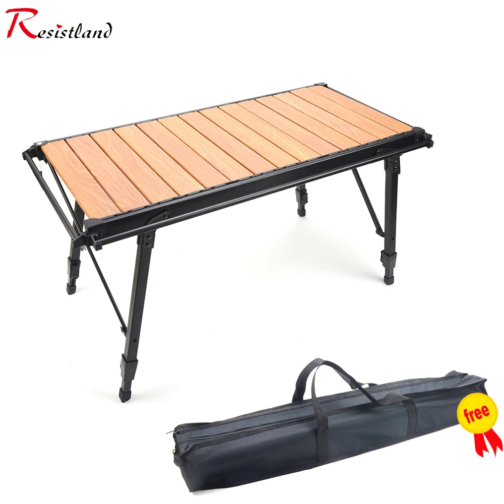 IGT Camping Folding Wood Table – Portable Gas Stove & BBQ Grill Table