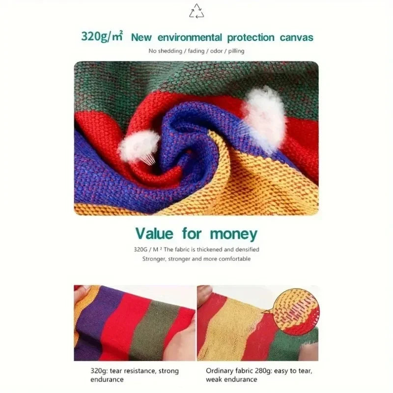 200KG Canvas Hammock Chair – Thick Swing Seat with Storage Bag