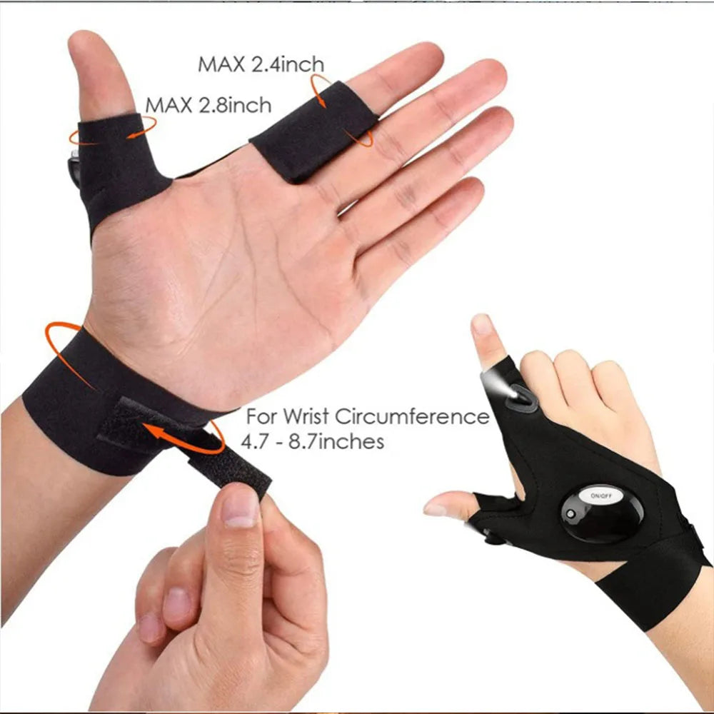 LED Fingerless Fishing & Cycling Gloves – Light-Up Gloves for Outdoor Activities