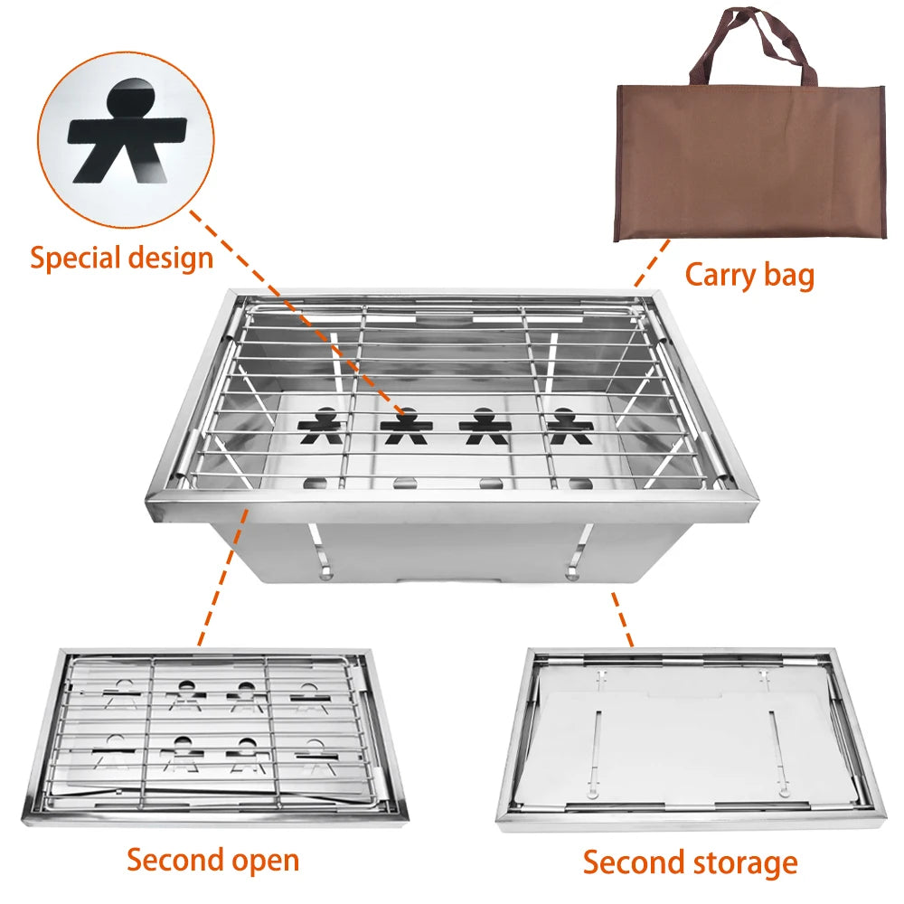 IGT Camping Folding Wood Table – Portable Gas Stove & BBQ Grill Table