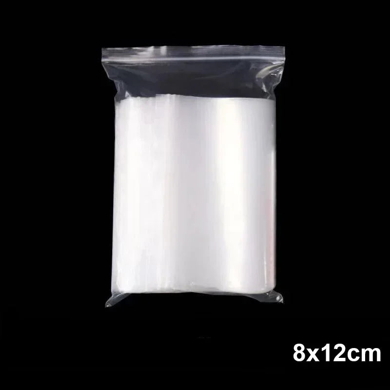 Transparent Zip Bags – 100/300PCS Reclosable Vacuum Storage Bags for Food & Jewelry