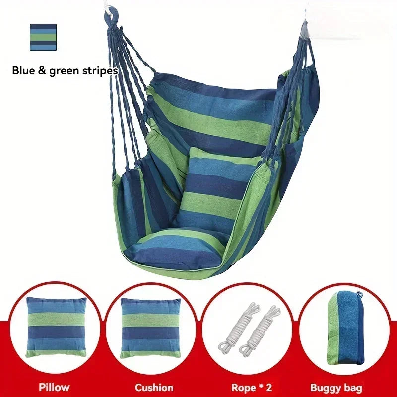 200KG Canvas Hammock Chair – Thick Swing Seat with Storage Bag