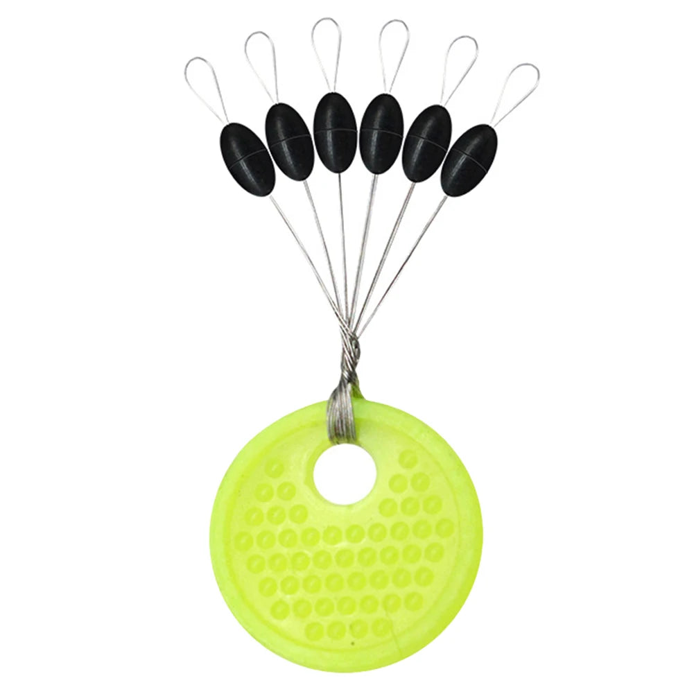 60-Piece Fishing Line Space Beans Set – Rubber Stopper Oval & Column Bobber Tools