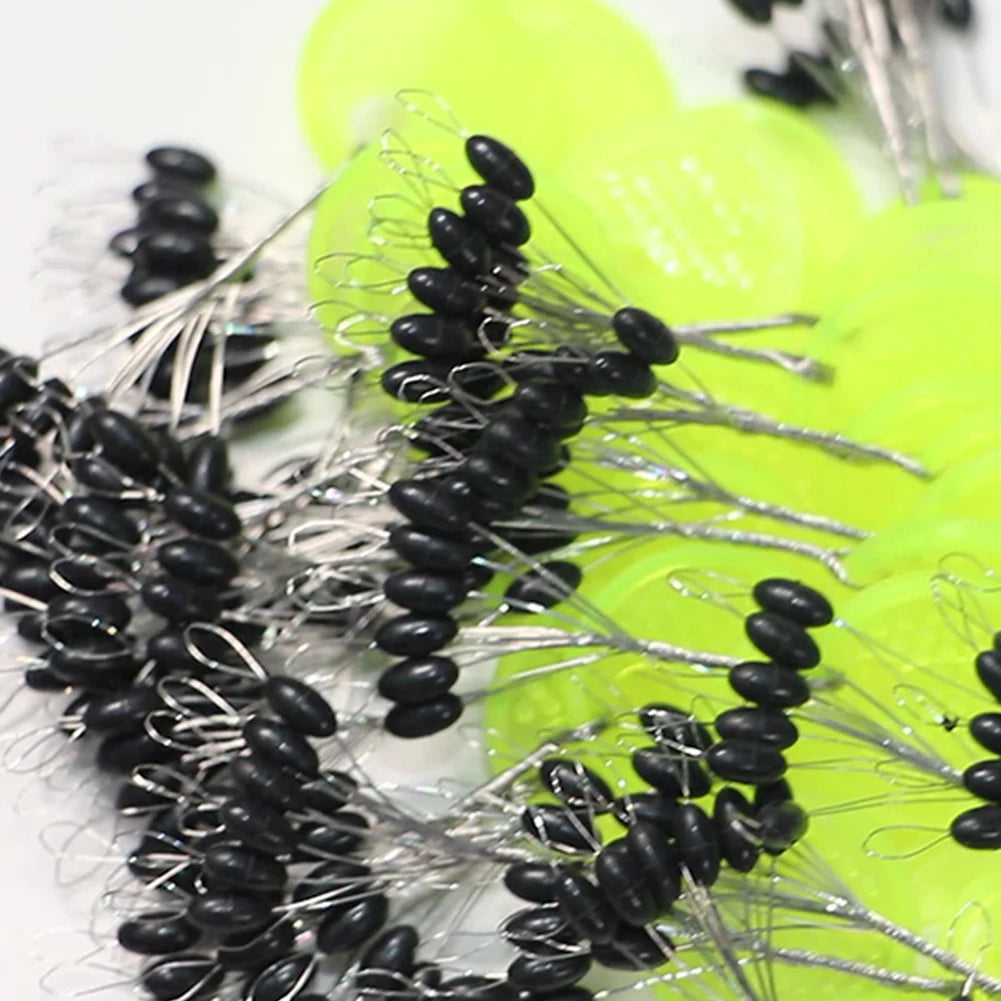 60-Piece Fishing Line Space Beans Set – Rubber Stopper Oval & Column Bobber Tools