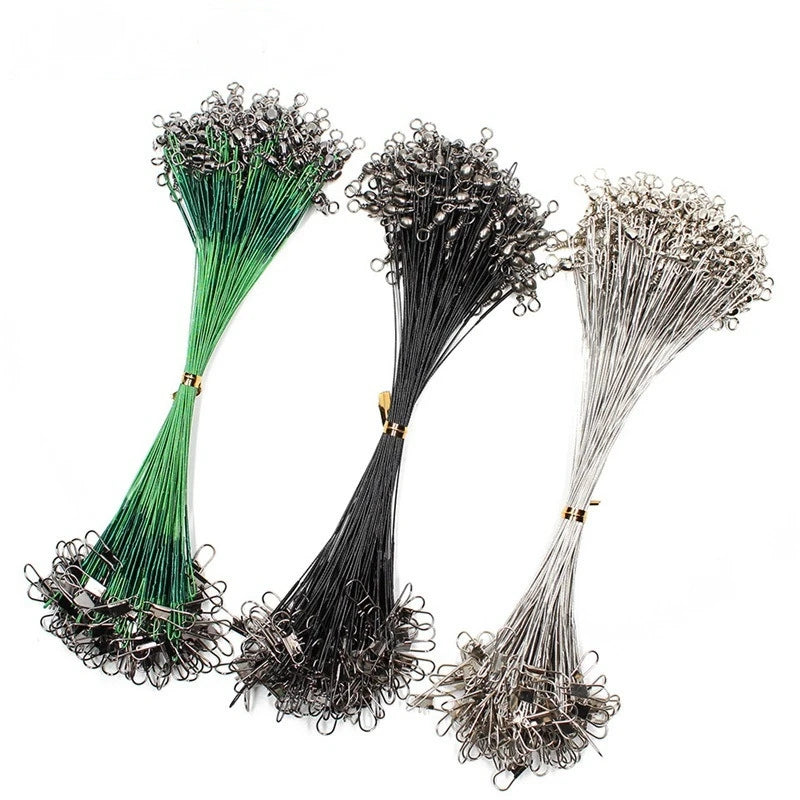 20-Piece Steel Fishing Line Leaders – Anti-Bite Wire with Swivel, 15–30cm