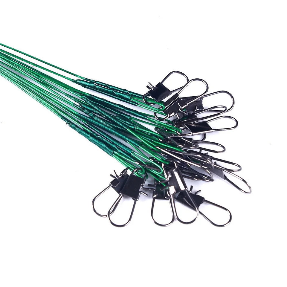 20-Piece Steel Fishing Line Leaders – Anti-Bite Wire with Swivel, 15–30cm