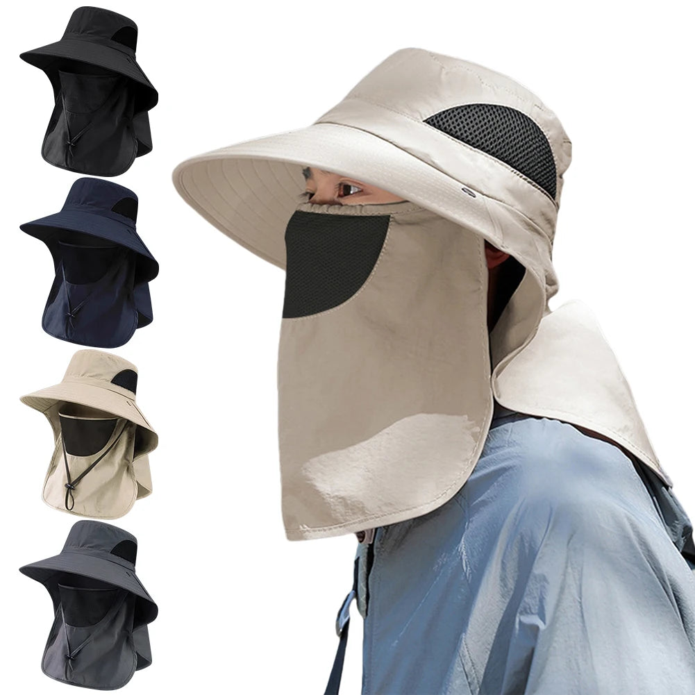 Summer Sun Hat with Neck Flap – UV Protection Fisherman Cap for Outdoor Activities