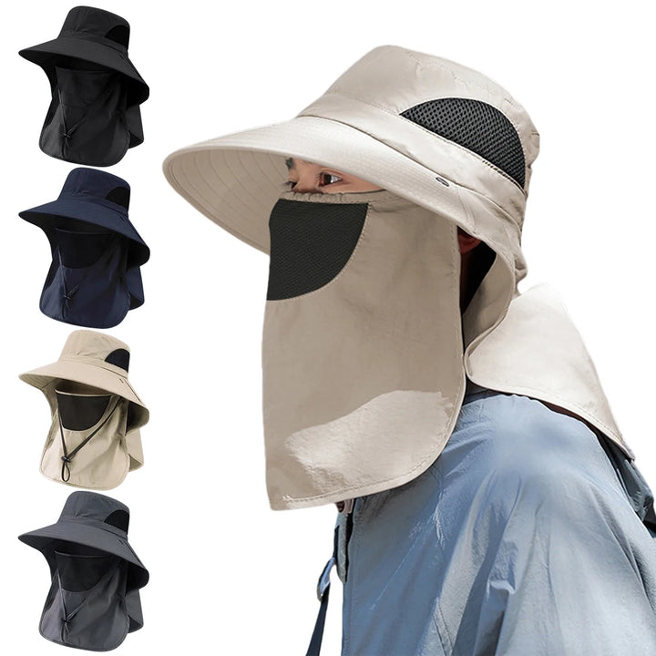 Summer Sun Hat with Neck Flap – UV Protection Fisherman Cap for Outdoor Activities