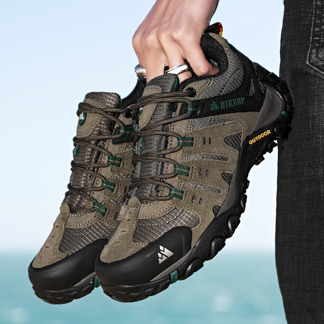 HIKEUP Men’s Hiking Shoes – Suede Leather Outdoor Trekking Sneakers