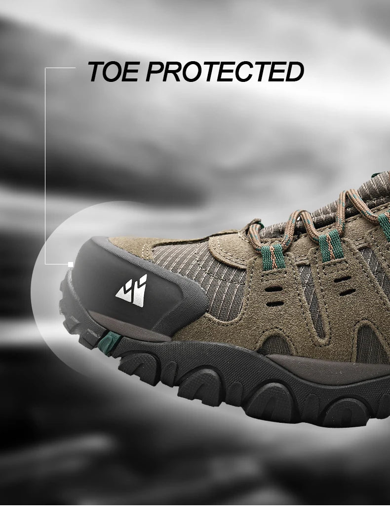 HIKEUP Men’s Hiking Shoes – Suede Leather Outdoor Trekking Sneakers