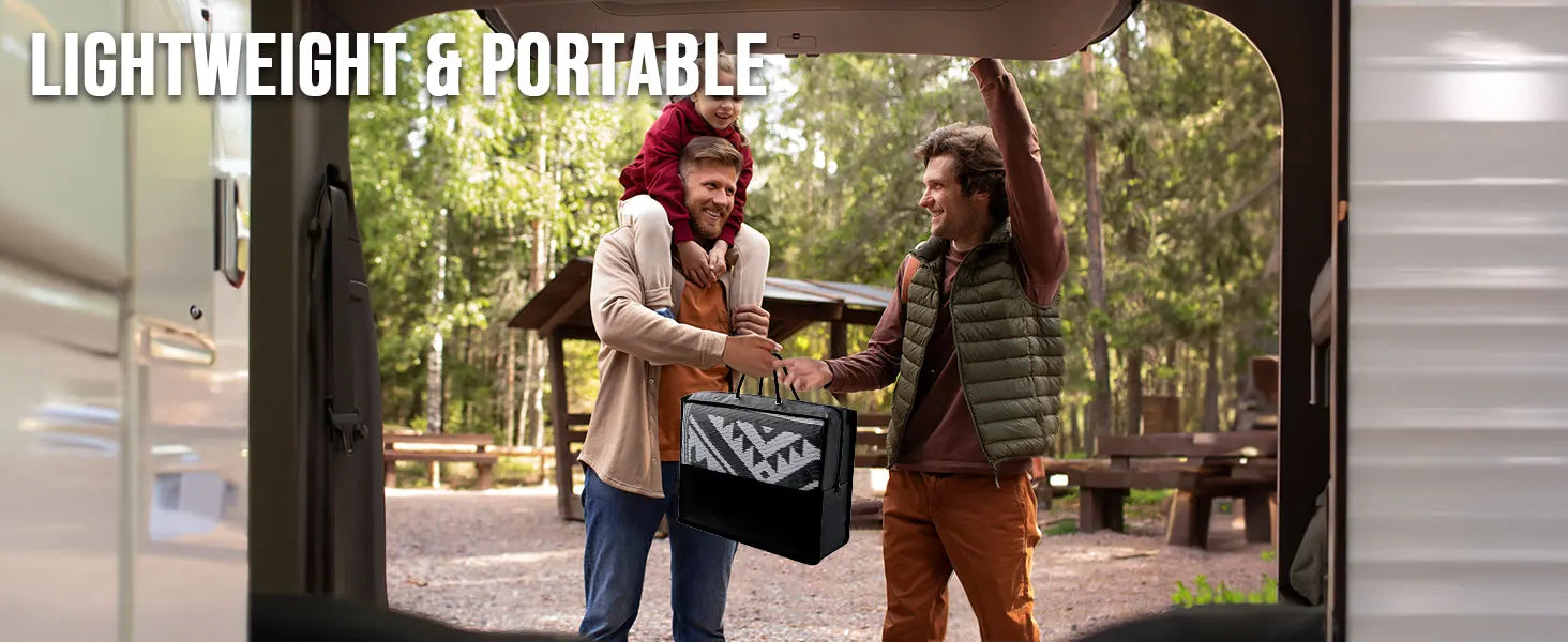 Kitinjoy Waterproof Outdoor Rug – Reversible Plastic Straw Boho Patio & RV Mat