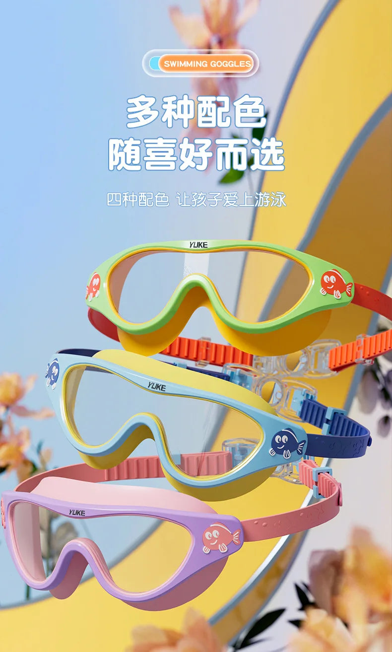 Kids Swimming Goggles – Waterproof, Anti-Fog, HD Large Frame Swim Glasses for Boys & Girls