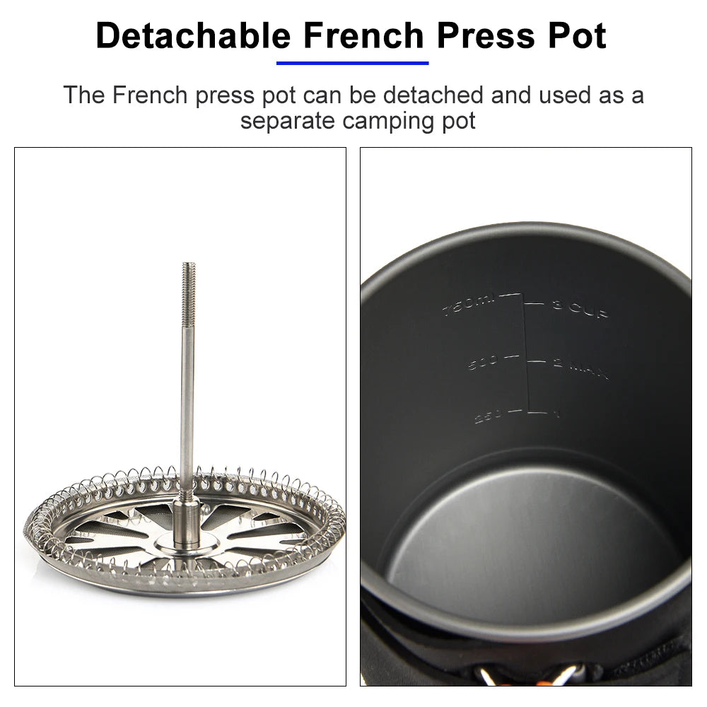 Widesea Camping Cooking System – Outdoor Gas Stove with Heat Exchanger, Coffee Pot & Cookware Set