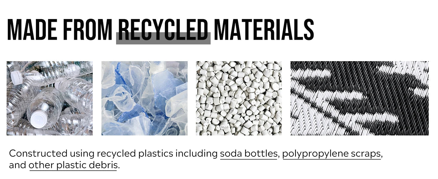 Kitinjoy Waterproof Outdoor Rug – Reversible Plastic Straw Boho Patio & RV Mat