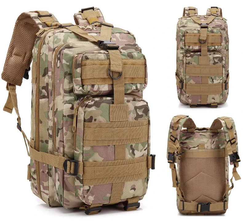 Fishing Tactical Backpack – Camouflage 3-Pocket Outdoor Travel & Hiking Bag