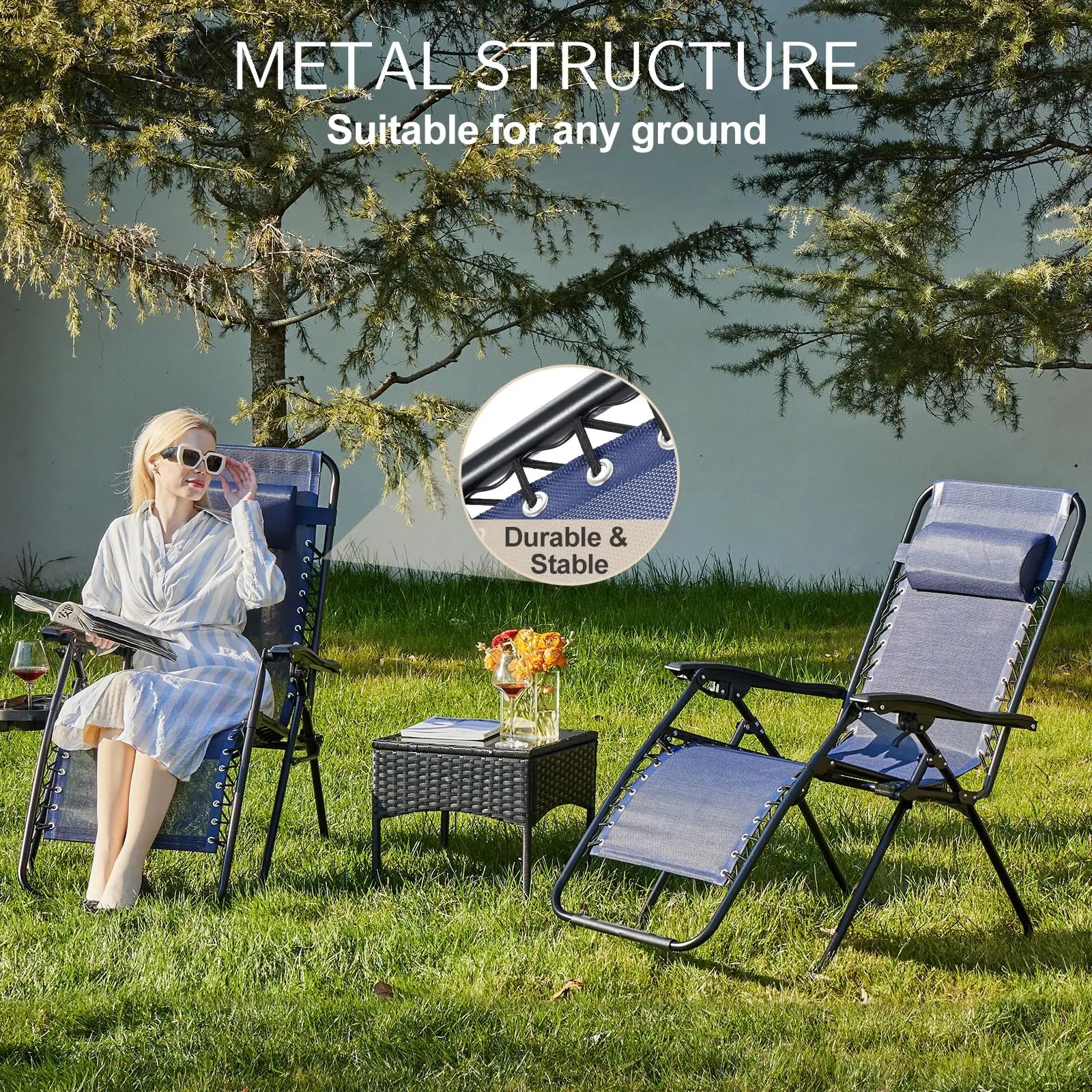 JHK Zero Gravity Recliner Set – 2 Portable Camping & Outdoor Lounge Chairs