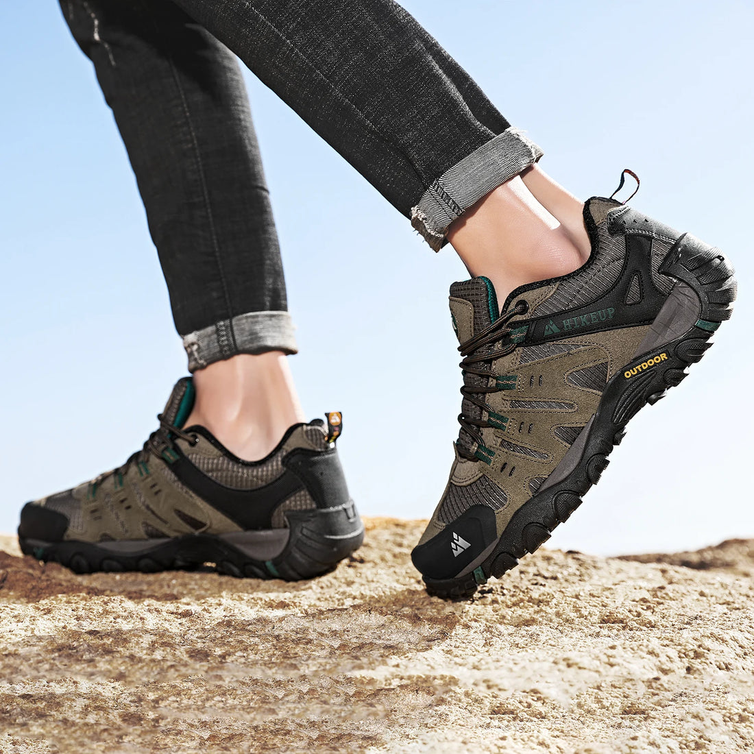 HIKEUP Men’s Hiking Shoes – Suede Leather Outdoor Trekking Sneakers