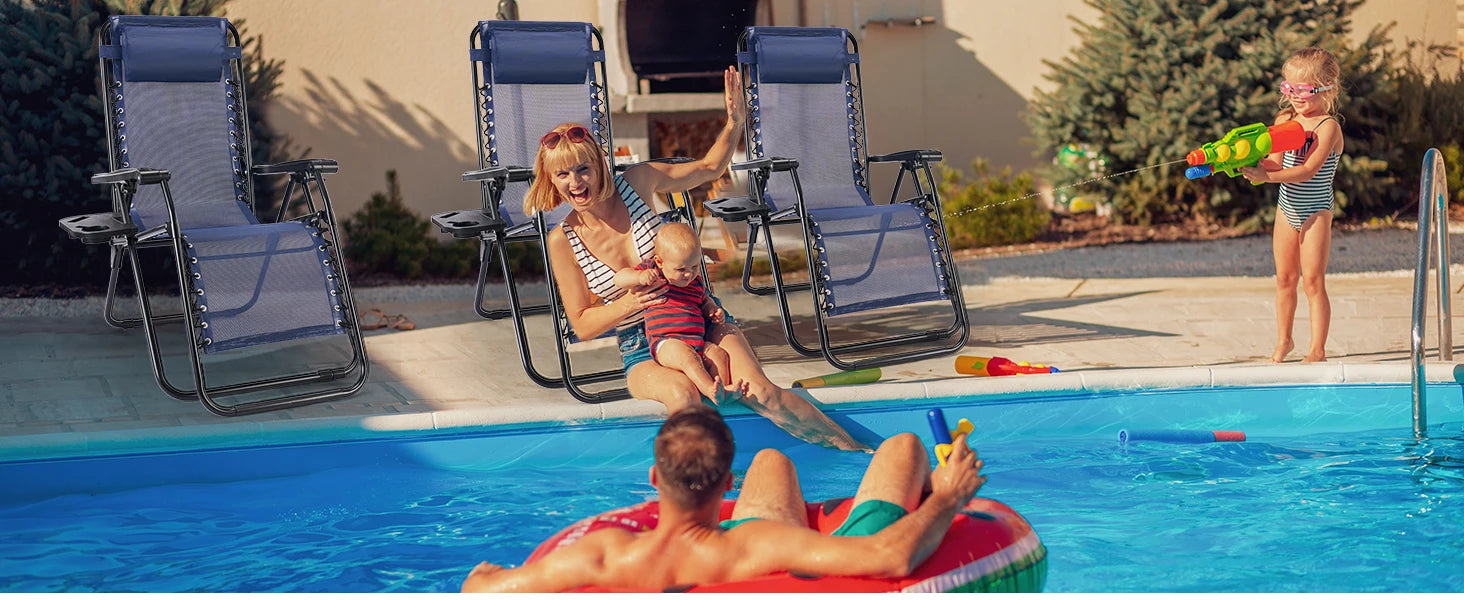 JHK Zero Gravity Recliner Set – 2 Portable Camping & Outdoor Lounge Chairs