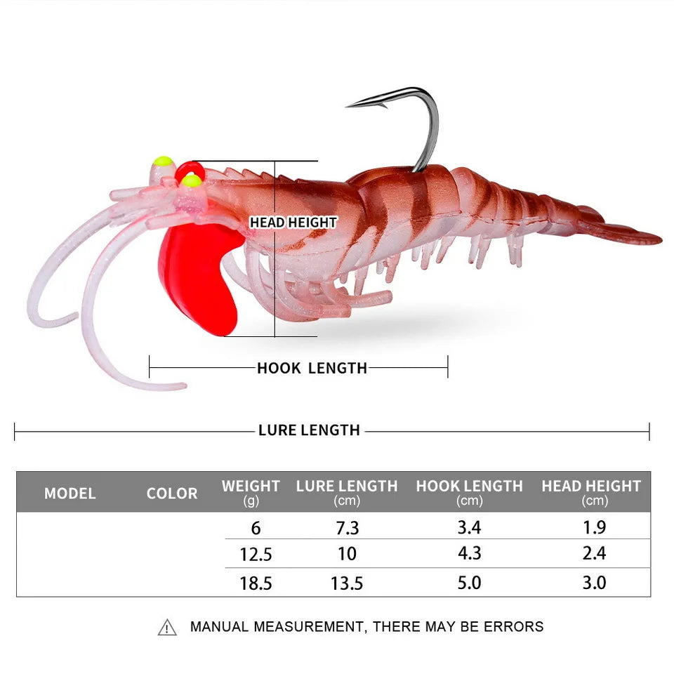 Luminous Silicone Shrimp Jig Head Swimbait