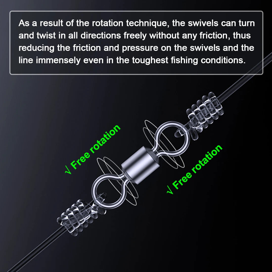 FishTrip 100-Pack Rolling Barrel Swivels – Stainless Steel Saltwater Fishing Tackles