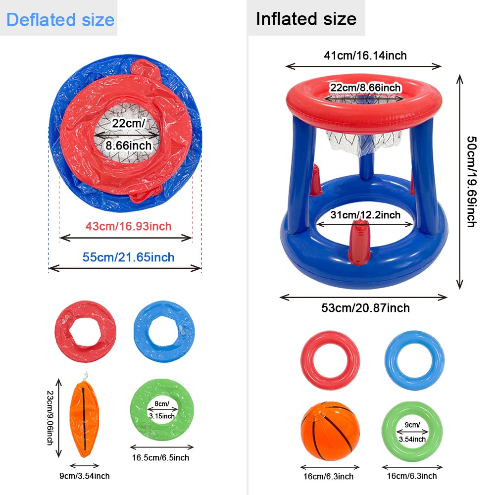 Inflatable Blue Basketball Rack – Pool Toss Game for Water Parties
