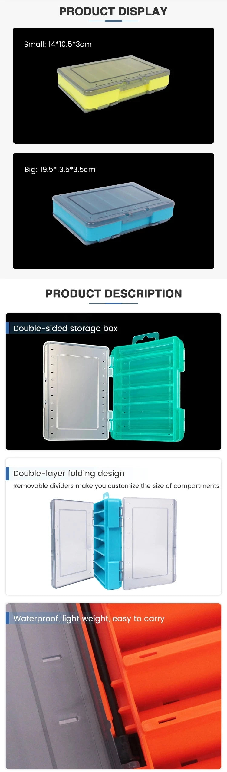 Shrimp & Squid Fishing Tackle Box – Double-Sided U-Shape Wooden/Plastic Case