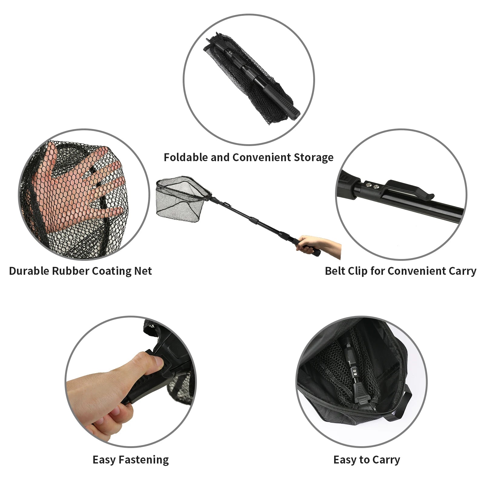 Telescopic Folding Landing Net – Extendable Fly & Carp Fishing Net