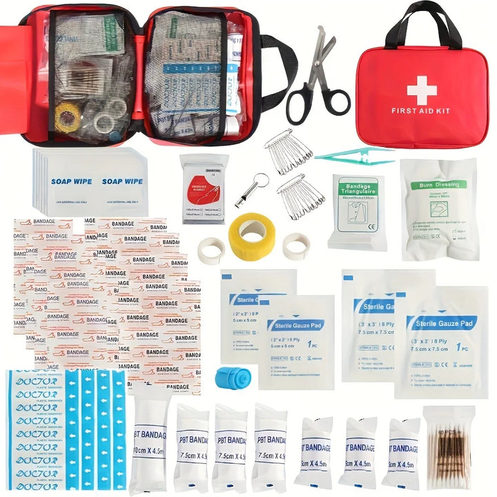 Portable Emergency First Aid Kit – Travel, Camping & Household Survival Bag
