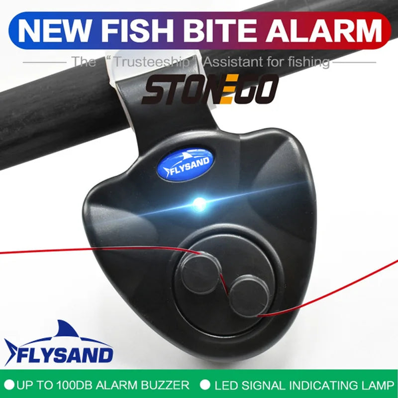 FLYSAND Electronic Fishing Bite Alarm – Rod-Mounted Buzzer with Siren & LED Indicator